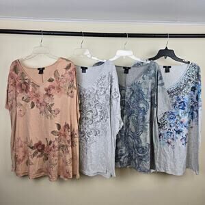 Leebe 5X Shirt Top Bundle T-shirt Plus Size Fashion 5x Boho Floral